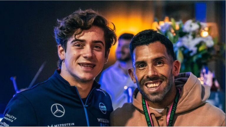 Carlos Tevez sorprendió a Franco Colapinto en el GP de Las Vegas y le hizo un regalo particular