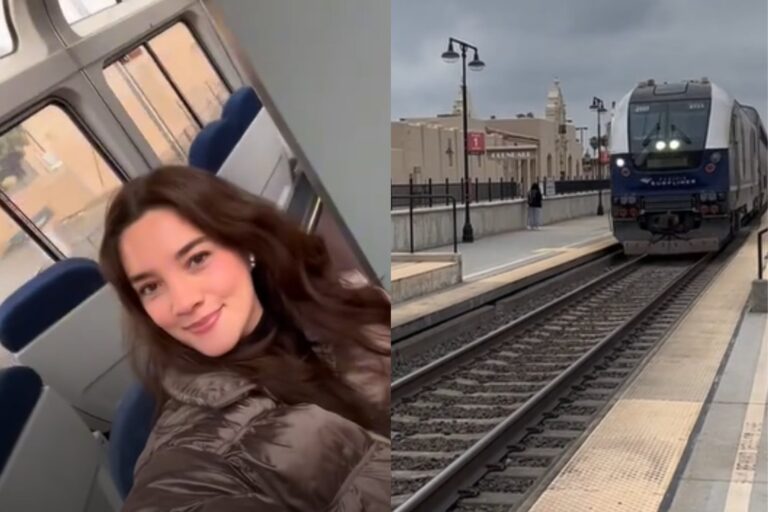 Es mexicana y muestra cómo es el viaje en tren de Los Ángeles a San Diego con vista al mar