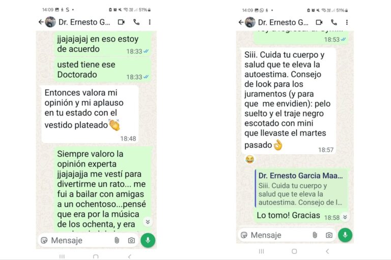 Presentaron las capturas de los chats enviados por el juez acusado de acoso sexual y laboral