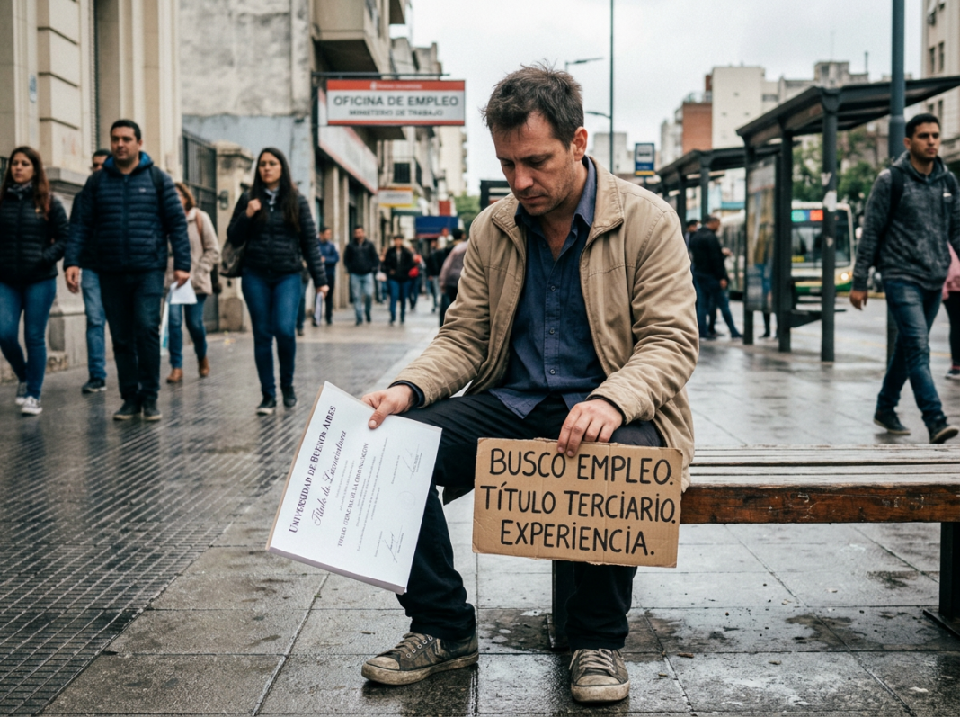 Gráfico ilustrativo de niveles educativos y tasas de empleo en Argentina