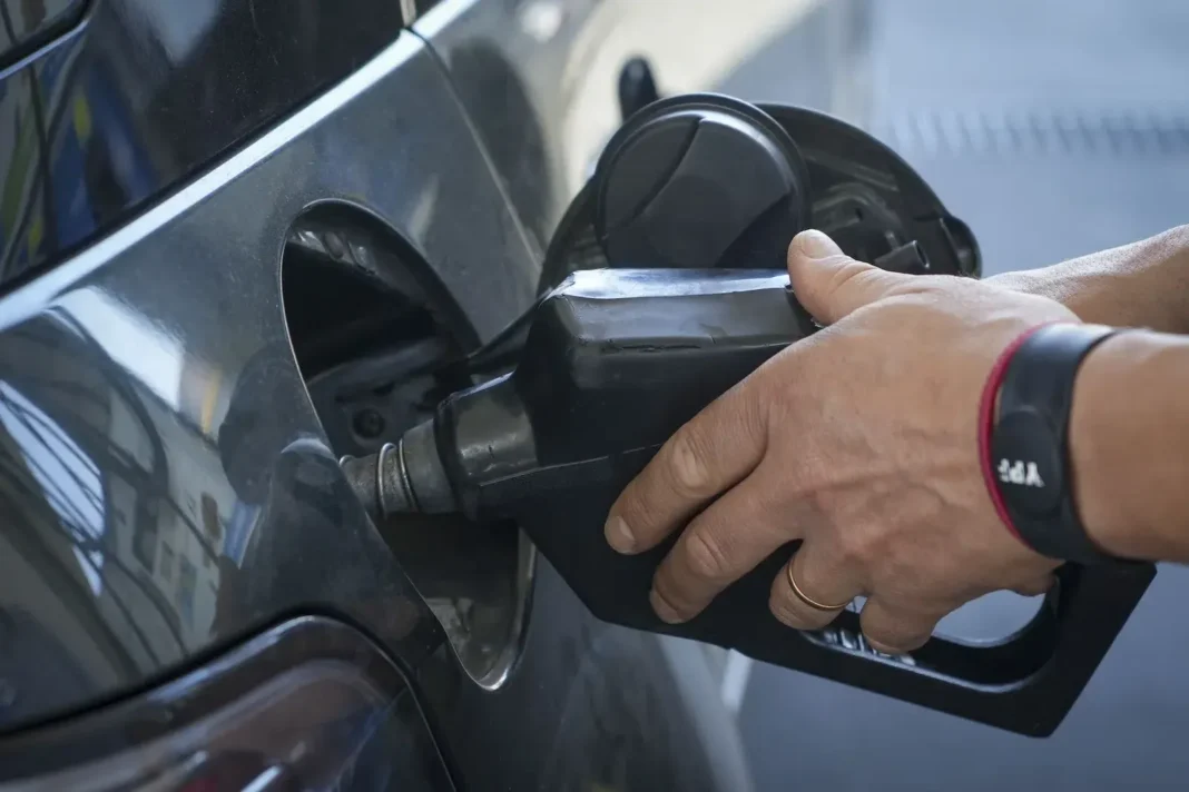 Estación de servicio en Santa Cruz con cartel de precios de combustibles