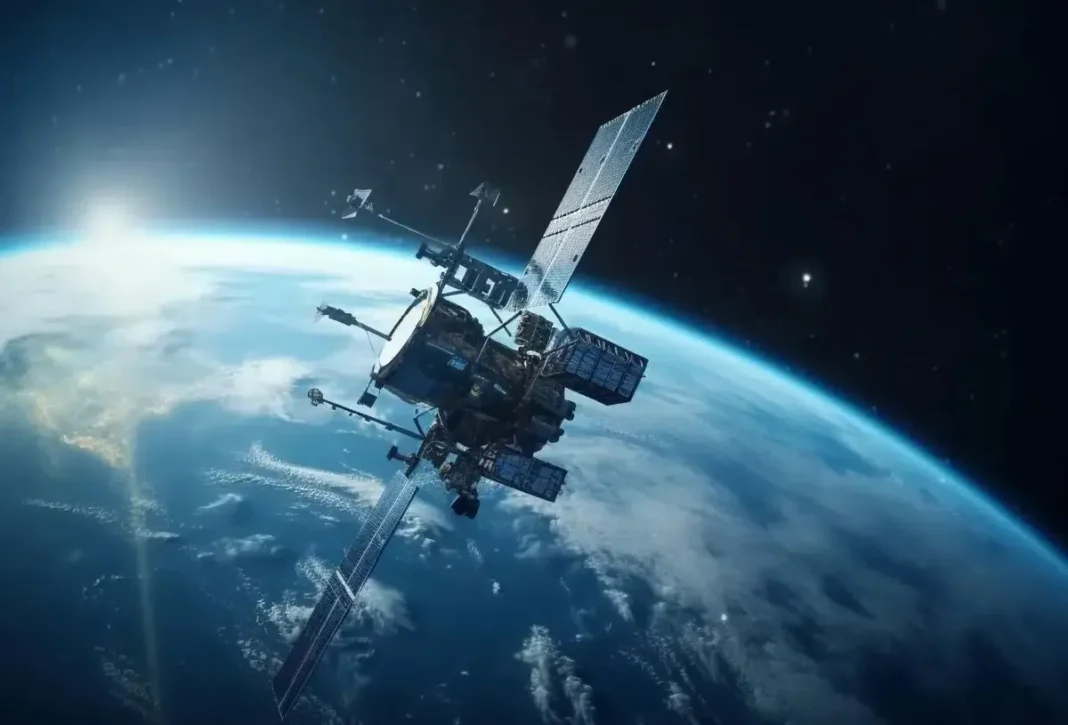 Logo de Starlink y antena satelital