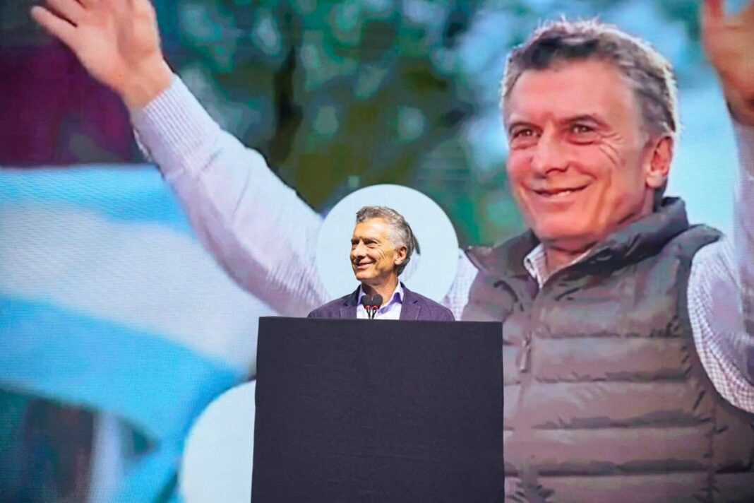 Mauricio Macri durante un acto partidario del PRO en Santa Fe